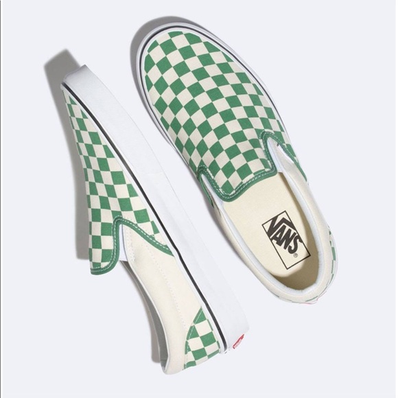 LAST! NWT Vans Checkerboard Grass Green Slip-On - Picture 3 of 8